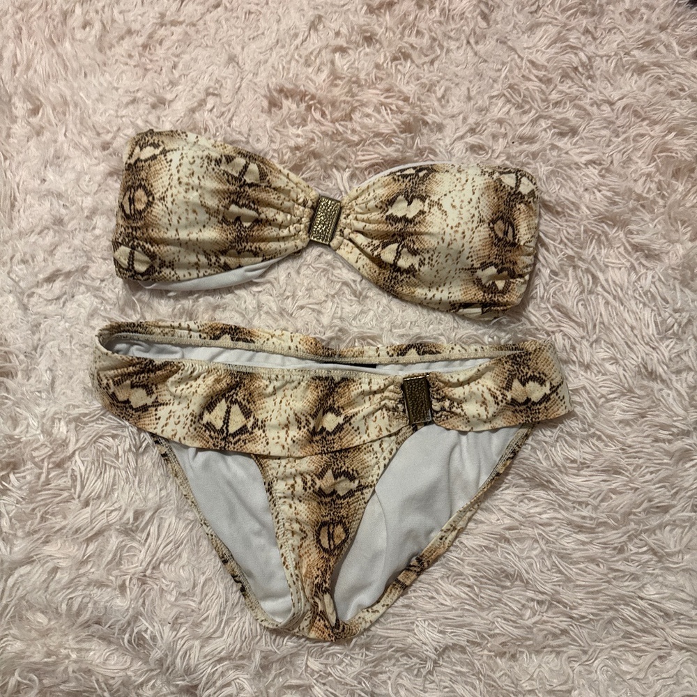 WHBM snakeskin print bikini set size M
